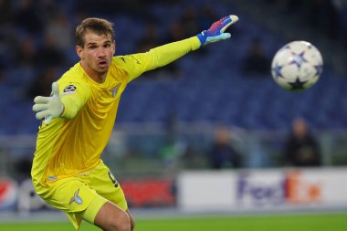 Roma, İtalya 07.11.2023: Lazio İvan Provedel Uefa Şampiyonlar Ligi 2023-2024, E grubu, SS Lazio Feyenoord 'a karşı Roma Olimpiyat Stadyumu' nda mücadele ediyor..