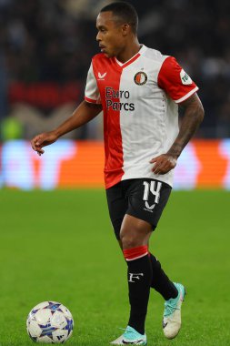Roma, İtalya 07.11.2023: Feyenoord 'dan Igor Paixao Uefa Şampiyonlar Ligi 2023-2024, E grubu, SS Lazio ile Feyenoord arasındaki Roma Olimpiyat Stadyumu' nda eylem halinde..