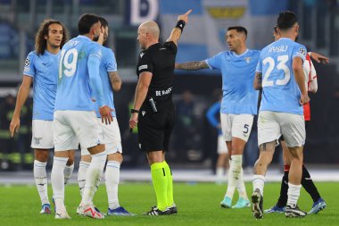 Roma, İtalya 07.11.2023: hakem Szymon Marciniak Uefa Şampiyonlar Ligi 2023-2024, E grubu, SS Lazio Feyenoord ile Roma Olimpiyat Stadyumu 'nda karşılaşacak..