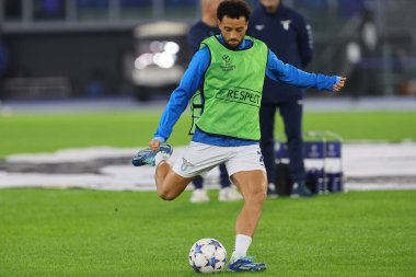 Roma, İtalya 07.11.2023: Uefa Şampiyonlar Ligi 2023-2024, E grubu, SS Lazio Feyenoord 'a karşı Roma Olimpiyat Stadyumu' nda oynanan ısınma karşılaşmasında Lazio.