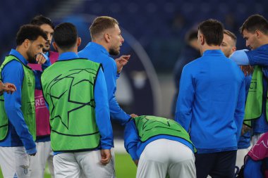 Roma, İtalya 07.11.2023: Uefa Şampiyonlar Ligi 2023-2024, E grubu, SS Lazio Feyenoord 'a karşı Roma Olimpiyat Stadyumu' nda oynanan ısınma karşılaşmasında Lazio.