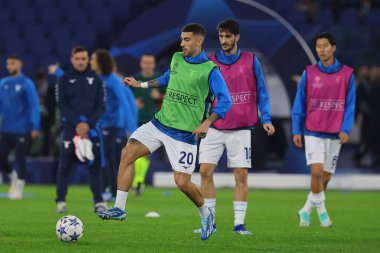 Roma, İtalya 07.11.2023: Uefa Şampiyonlar Ligi 2023-2024, E grubu, SS Lazio Feyenoord 'a karşı Roma Olimpiyat Stadyumu' nda oynanan ısınma karşılaşmasında Lazio.