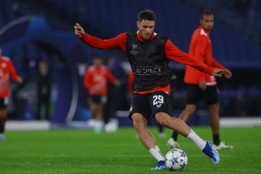 Roma, İtalya 07.11.2023: Feyenoord Uefa Şampiyonlar Ligi 2023-2024, E grubu, SS Lazio Feyenoord 'a karşı Roma Olimpiyat Stadyumu' nda oynanan ısınma karşılaşmasında.