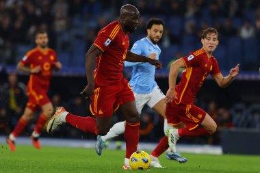 Roma, İtalya 12.11.2023: Roma 'dan Romelu Lukaku İtalya Serisi A TIM 2023-2024 12 gün süren müsabaka sırasında Roma Olimpiyat Stadyumu' nda SS Lazio 'ya karşı AS Roma.