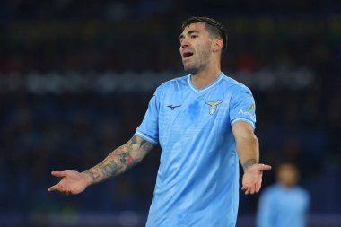 Roma, İtalya 12.11.2023: Lazio 'lu Alessio Romagnoli İtalya Serie A TIM 2023-2024 12 gün süren müsabaka sırasında Roma Olimpiyat Stadyumu' nda SS Lazio 'ya karşı AS Roma.