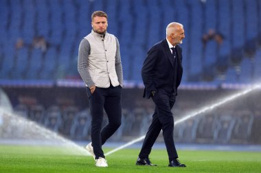 Roma, İtalya 12.11.2023: İtalya Serie A TIM 2023-2024 öncesinde Lazio 'nun Ciro Immobile' i, Roma 'daki Olimpiyat Stadyumu' nda SS Lazio 'nun AS Roma' ya karşı oynadığı derbi maçı..