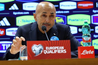 Rome, Italy 16.11.2023: Luciano Spalletti of Italy coach manager  during press conference. Day  Md-1, before football match UEFA EURO 2024, European Qualifiers Italy vs North Macedonia at OLYMPIC STADIUM in Rome  clipart
