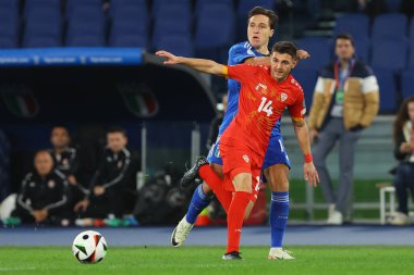 Roma, İtalya 17.11.2023: İtalyan Jorginho, UEFA EURO 2024, Avrupalı EURO, C grubu, İtalya Kuzey Makedonya 'ya karşı Roma' daki OLYMPIC STADIUM maçında penaltıyı kaçırdıktan sonra hayal kırıklığına uğradı 