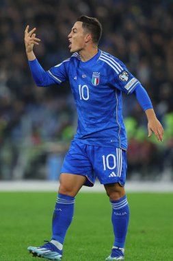Roma, İtalya 17.11.2023: İtalyan Giacomo Raspadori UEFA 2024, Avrupalı EURO 2024, C grubu, İtalya Kuzey Makedonya 'ya karşı Roma' daki OLYMPIC STADIUM maçında 