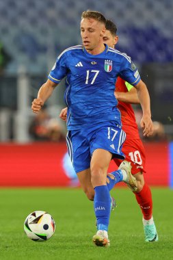 Roma, İtalya 17.11.2023: İtalyan Frattesi futbol maçı sırasında UEFA EURO 2024, Avrupalı EURO 2024, C grubu, İtalya Kuzey Makedonya 'ya karşı OLYMPIC STADIUM Roma' da 