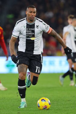 Roma, İtalya 26.11.2023: Udinese 'li Souza Silva İtalya Serie A TIM 2023-2024, Roma' daki Olimpiyat Stadyumu 'nda AS Roman ve Udinese Calcio arasında oynanan futbol karşılaşması devam ediyor.