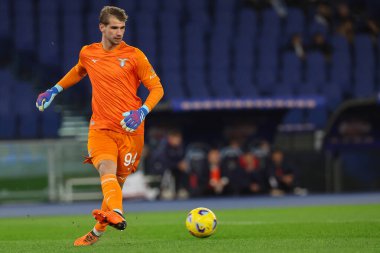 Roma, İtalya 02.12.2023: Lazio Ivan Provedel İtalya Serie A TIM 2023-2024 futbol karşılaşması sırasında, SS Lazio ile Cagliari Calcio arasında Roma Olimpiyat Stadyumu 'nda.