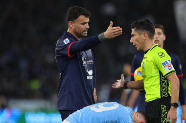 Roma, İtalya 02.12.2023: İtalya Serie A TIM 2023-2024 futbol maçının 14. gününde SS Lazio 'nun Cagliari Calcio' ya karşı Roma Olimpiyat Stadyumu 'nda maçı var..