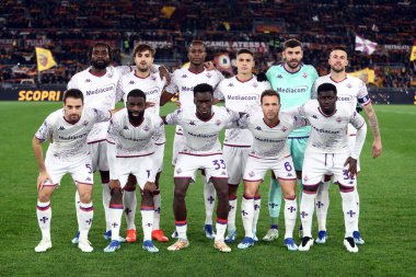 Rome, Italy 10.12.2023: Fiorentina team photo before the Italy Serie A TIM 2023-2024 football match day 15, between AS ROMA vs AFC FIORENTINA  at Olympic Stadium in Rome. clipart