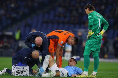 Roma, İtalya 17.12.2023: Lazio 'lu Mattia Zaccagni İtalya Serie A TIM 2023-2024 futbol karşılaşması sırasında Roma' daki Olimpiyat Stadyumu 'nda SS Lazio FC Internazionale' ye karşı.