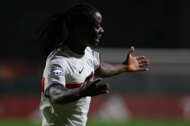 Roma, İtalya 20.12.2023: PSG 'li Chawinga. UEFA KADINLAR CHAMPIONS Ligi 2023-2024 futbol maçı AS ROMA-Paris Saint-Germain karşılaşmasını Roma 'daki tre fontane stadyumunda kutladı..