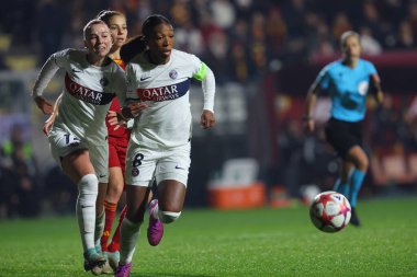 Rome, Italy 20.12.2023: in action during  the UEFA WOMEN CHAMPIONS League 2023-2024 football match AS ROMA vs Paris Saint-Germain at tre fontane stadium in Rome. clipart