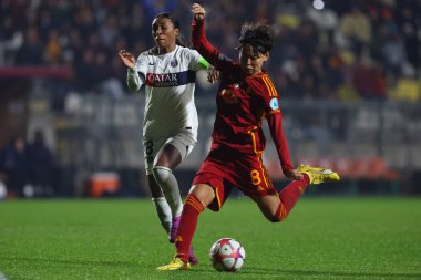 Rome, Italy 20.12.2023: in action during  the UEFA WOMEN CHAMPIONS League 2023-2024 football match AS ROMA vs Paris Saint-Germain at tre fontane stadium in Rome. clipart