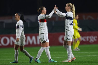 Roma, İtalya 20.12.2023: UEFA KADIN CHAMPIONS Ligi 2023-2024 futbol karşılaşması sırasında Roma 'daki tre fontane stadyumunda AS ROMA - Paris Saint-Germain karşılaşması.