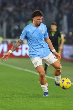 Roma, İtalya 29.12.2023: Lazio 'lu Luca Pellegrini İtalyan Serisi A TIM 2023-2024 futbol karşılaşmasında Roma' daki Olimpiyat Stadyumu 'nda SS Lazio Frosinone' ye karşı..