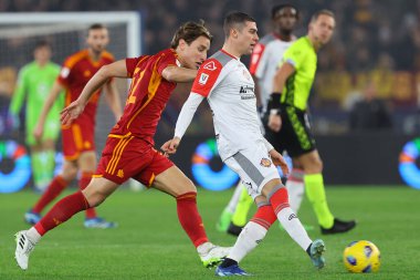 Rome, Italy 03.01.2024: Luca Zanimacchia of Cremonese, Edoardo Bove of Roma in action during  the ITALY TIM CUP 2023-2024, round of 16,  football match AS ROMA VS CREMONESE at Olympic Stadium in Rome.