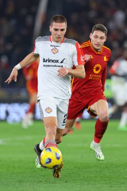 Rome, Italy 03.01.2024: Valentin Antov of Cremonese, Andrea Belotti of Roma in action during  the ITALY TIM CUP 2023-2024, round of 16,  football match AS ROMA VS CREMONESE at Olympic Stadium in Rome.