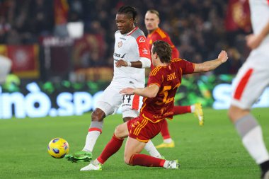 Rome, Italy 03.01.2024:  David Okereke of Cremonese, Edoardo Bove of Roma in action during  the ITALY TIM CUP 2023-2024, round of 16,  football match AS ROMA VS CREMONESE at Olympic Stadium in Rome.