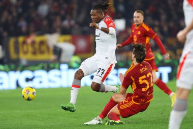 Rome, Italy 03.01.2024:  David Okereke of Cremonese, Edoardo Bove of Roma in action during  the ITALY TIM CUP 2023-2024, round of 16,  football match AS ROMA VS CREMONESE at Olympic Stadium in Rome.