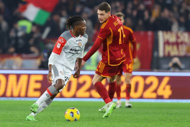 Rome, Italy 03.01.2024:David Okereke of Cremonese, Andrea Belotti of Roma in action during  the ITALY TIM CUP 2023-2024, round of 16,  football match AS ROMA VS CREMONESE at Olympic Stadium in Rome.