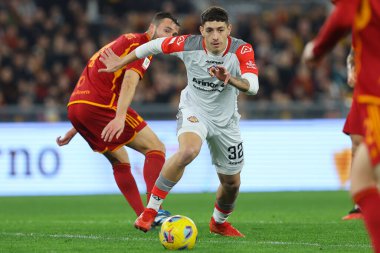 Rome, Italy 03.01.2024: Gonzalo Abrego of Cremonese, Bryan Cristante of Roma in action during  the ITALY TIM CUP 2023-2024, round of 16,  football match AS ROMA VS CREMONESE at Olympic Stadium in Rome.