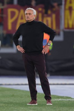 Rome, Italy 03.01.2024: Jose Mourinho coach of Roma  in action during  the ITALY TIM CUP 2023-2024, round of 16,  football match AS ROMA VS CREMONESE at Olympic Stadium in Rome.
