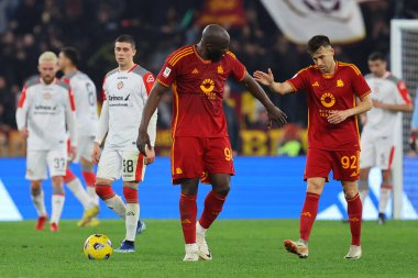 Rome, Italy 03.01.2024: Romelu Lukaku of Roma score the goal and celebrate with Stephan El Shaarawy of Roma in  the ITALY TIM CUP 2023-2024, round of 16,  football match AS ROMA VS CREMONESE at Olympic Stadium in Rome.