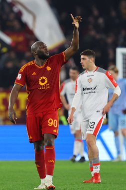 Rome, Italy 03.01.2024: Romelu Lukaku of Roma score the goal and celebrate with team  in  the ITALY TIM CUP 2023-2024, round of 16,  football match AS ROMA VS CREMONESE at Olympic Stadium in Rome.