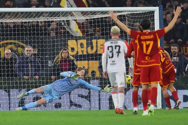 Rome, Italy 03.01.2024: Paulo Dybala of Roma score the penalty 2-1 and celebrate with the team  during  the ITALY TIM CUP 2023-2024, round of 16,  football match AS ROMA VS CREMONESE at Olympic Stadium in Rome.