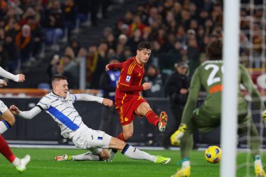 Roma, İtalya 07.01.2024: İtalya Serie A TIM 2023-2024 şampiyonası sırasında Roma Olimpiyat Stadyumu 'nda AS Roma ve Atalanta arasındaki futbol karşılaşması.