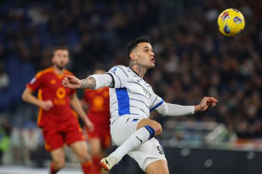 Roma, İtalya 07.01.2024: Atalantaa 'dan Gianluca Scamacca İtalya Serie A TIM 2023-2024 şampiyonası sırasında Roma' daki Olimpiyat Stadyumu 'nda AS Roman ve Atalanta arasında oynanan futbol karşılaşması.