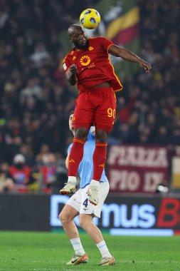 Roma, İtalya 10.01.2024: Roma 'dan Romelu Lukaku İtalya Futbol Ligi Coppa Italia Frecciarossa 2023 2024, futbol karşılaşması SS LAZIO, Roma' daki Olimpiyat Stadyumu 'nda AS ROMA' ya karşı