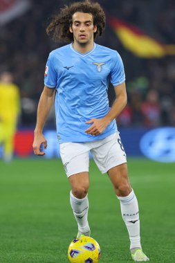 Roma, İtalya 10.01.2024: Lazio 'lu Matteo Guendouzi, İtalya Futbol Ligi Coppa Italia Frecciarossa 2023, Roma' daki Olimpiyat Stadyumu 'nda SS LAZIO' ya karşı AS ROMA maçında görev yapıyor