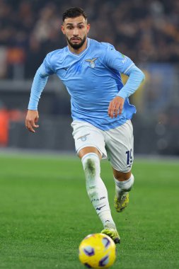 Roma, İtalya 10.01.2024: Lazio 'lu Taty Castellanos, İtalya Futbol Ligi Coppa Italia Frecciarossa 2023, Roma' daki Olimpiyat Stadyumu 'nda SS LAZIO' ya karşı AS ROMA maçında eylemde