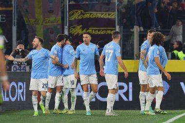 Roma, İtalya 10.01.2024: Lazio 'dan Mattia Zaccagni gol cezası aldı ve İtalya Futbol Ligi CUP Copia Frecciarossa 2024, Roma Olimpiyat Stadyumu' nda SS LAZIO AS ROMA 'ya karşı