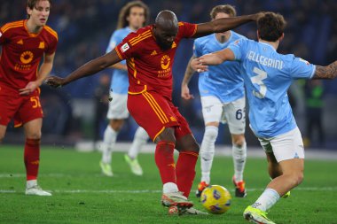 Roma, İtalya 10.01.2024: Roma 'dan Romelu Lukaku İtalya Futbol Ligi Coppa Italia Frecciarossa 2023 2024, futbol karşılaşması SS LAZIO, Roma' daki Olimpiyat Stadyumu 'nda AS ROMA' ya karşı