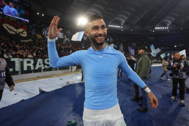 Roma, İtalya 10.01.2024: Lazio 'lu Lazio oyuncuları Lazio' lu Taty Castellanos ITALY CUP Coppa Italia Frecciarossa 2023 'ün sonunda zaferi kutladı, futbol karşılaşması SS LAZIO AS ROMA' ya karşı Roma Olimpiyat Stadyumu 'nda