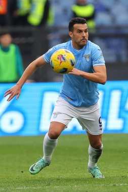 Roma, İtalya 14.01.2024: İtalyan Serisi A TIM 2023-2024 futbol karşılaşmasında Lazio, ABD Lecce 'ye karşı Roma Olimpiyat Stadyumu' nda mücadele etti..