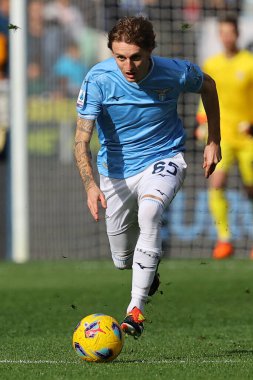 Roma, İtalya 14.01.2024: İtalyan Serie A TIM 2023-2024 futbol karşılaşmasında Nicolo Rovella Roma 'daki Olimpiyat Stadyumu' nda SS Lazio ABD Lecce 'ye karşı..