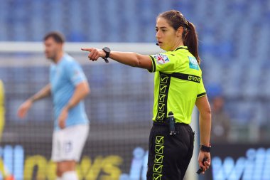 Roma, İtalya 14.01.2024:\ İtalyan Serisi A TIM 2023-2024 futbol karşılaşmasında kadın hakem Caputi Roma Olimpiyat Stadyumu 'nda SS Lazio ABD Lecce' ye karşı.