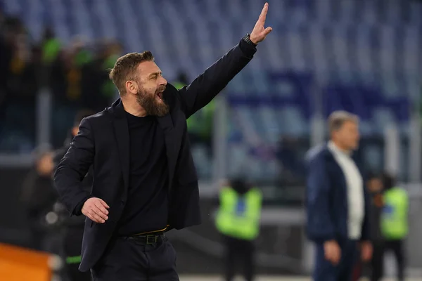 stock image Rome, Italy 20.01.2024: New Coach Daniele De Rossi debuts on the Roma bench in  the Italian Serie A TIM 2023-2024 football match AS Roma vs Hellas Verona at Olympic Stadium in Rome.