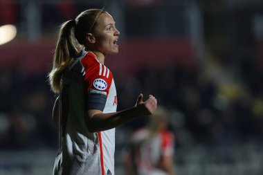 Roma, İtalya 24.01.2024: Bayern 'li Viggosdottir UEFA Kadınlar Şampiyonlar Ligi 2023-2024 futbol karşılaşması sırasında, AS Roman FC Bayern Munchen' e karşı Roma 'daki Tre fontan Stadyumu' nda oynanan C aşaması C grubu maçında.