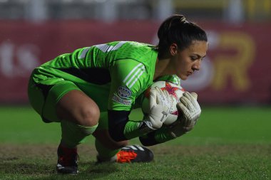 Roma, İtalya 24.01.2024: Bayern 'den Maria Luisa Grohs, UEFA Kadınlar Şampiyonlar Ligi 2023-2024 futbol karşılaşmasında, AS Roman FC Bayern Munchen' e karşı Roma 'daki Tre fontane Stadyumu' nda oynanan C aşaması C Grubu karşılaşmasında görev aldı..