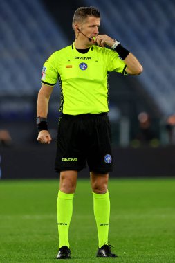 Roma, İtalya 28.01.2024: İtalyan Serie A TIM 2023-2024 futbol karşılaşması sırasında hakem Orsato Roma Olimpiyat Stadyumu 'nda SS Lazio' ya karşı SSC Napoli.