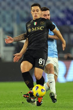Roma, İtalya 28.01.2024: Napoli 'den Giacomo Raspadori İtalya Serisi A TIM 2023-2024 futbol karşılaşmasında Roma' daki Olimpiyat Stadyumu 'nda SS Lazio ile SSC Napoli karşılaşacak..